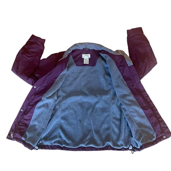 LL Bean Puffer Insulated Fleece Lined Burgundy Winter Coat Womens Size Medium - Picture 3 of 16
